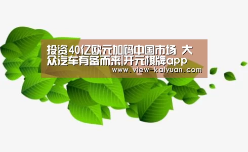 投资40亿欧元加码中国市场 大众汽车有备而来|开元棋牌app(图1) 开元棋牌官网